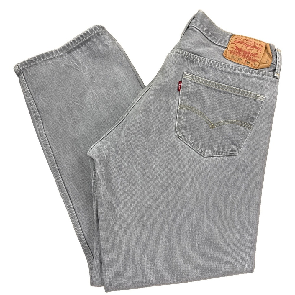 Levis 501XX Jeans Men's Size 38x32 Gray Distressed Straight Leg Button Fly 2011